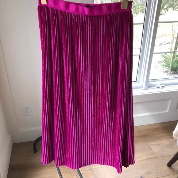 Pink Velvet Pleated Zara Skirt - Midi - Picture 2 of 4